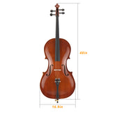 Ozici Full Side 4/4 Natural Color Spruce Panel Cello Tiger pattern process with Bag Bow Rosin Bridge Strings